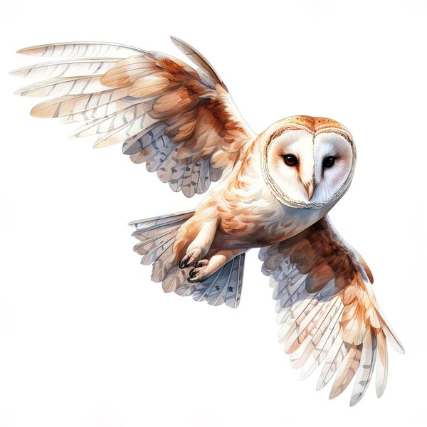 Watercolor Barn Owl Clipart: Bird Art Printable (Commercial Use) — image 2