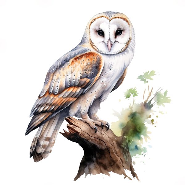 Watercolor Barn Owl Clipart: Bird Art Printable (Commercial Use) — image 3