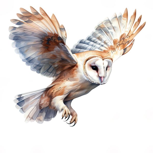 Watercolor Barn Owl Clipart: Bird Art Printable (Commercial Use) — image 4
