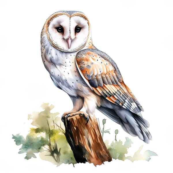 Watercolor Barn Owl Clipart: Bird Art Printable (Commercial Use) — image 5