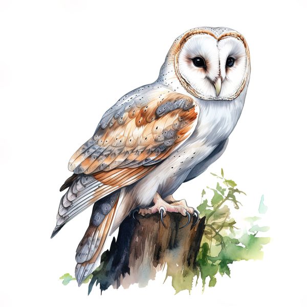 Watercolor Barn Owl Clipart: Bird Art Printable (Commercial Use) — image 6