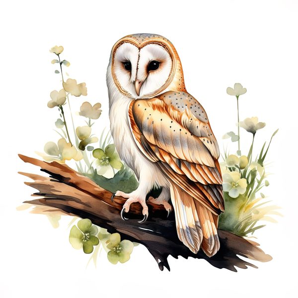 Watercolor Barn Owl Clipart: Bird Art Printable (Commercial Use) — image 7