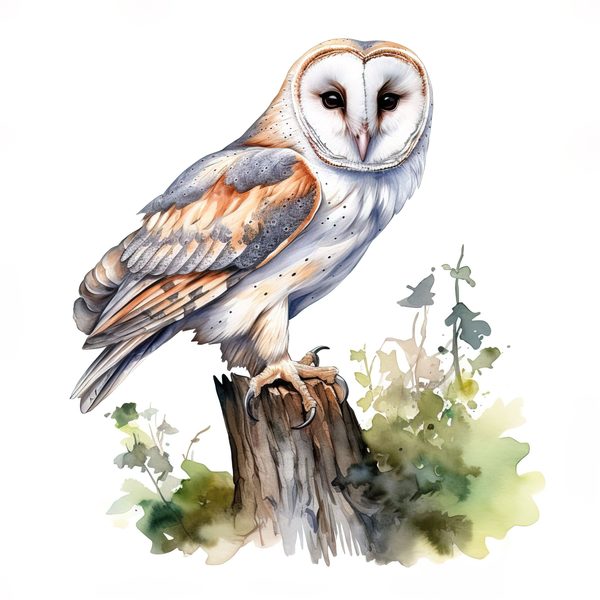 Watercolor Barn Owl Clipart: Bird Art Printable (Commercial Use) — image 10
