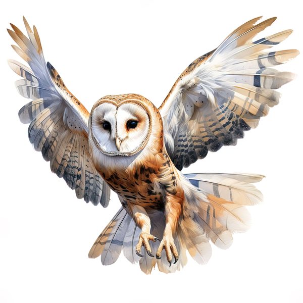 Watercolor Barn Owl Clipart: Bird Art Printable (Commercial Use) — image 11