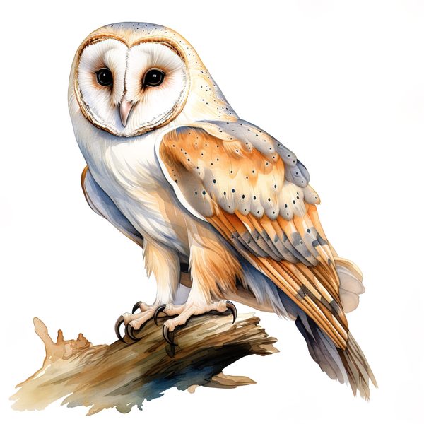 Watercolor Barn Owl Clipart: Bird Art Printable (Commercial Use) — image 12