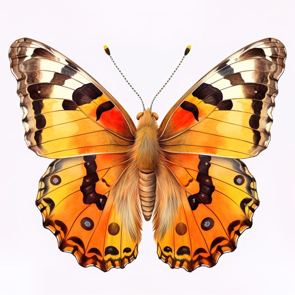 Watercolor Painted Lady Butterfly Clipart: Orange Daisies (JPG, PNG) — image 2
