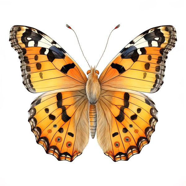 Watercolor Painted Lady Butterfly Clipart: Orange Daisies (JPG, PNG) — image 3