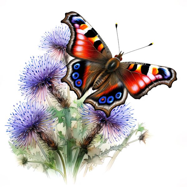 Watercolor Butterfly Clipart: Thistle Art, DIY Graphics (JPG, PNG) — image 4