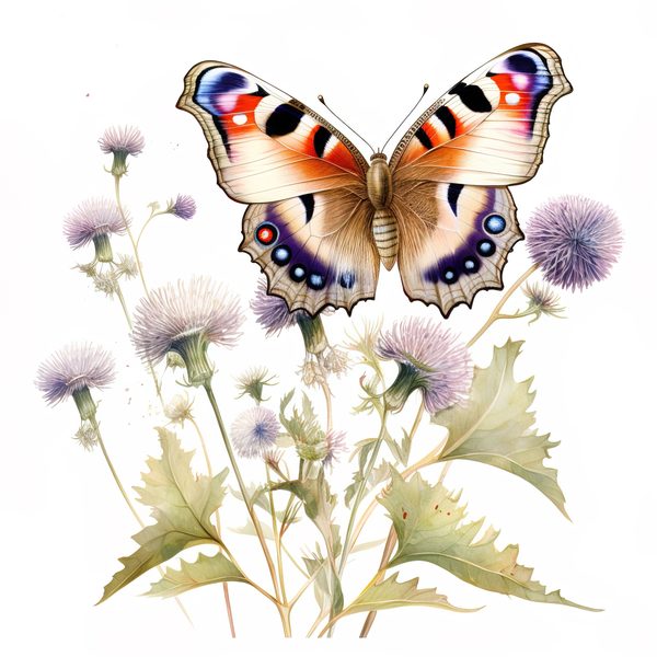 Watercolor Butterfly Clipart: Thistle Art, DIY Graphics (JPG, PNG) — image 6
