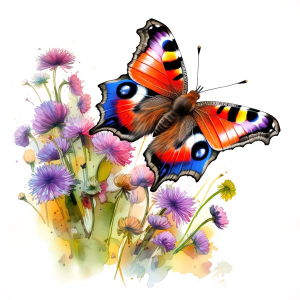 Watercolor Butterfly Clipart: Thistle Art, DIY Graphics (JPG, PNG) — image 7
