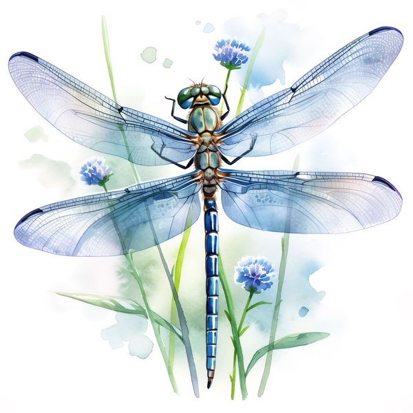 Watercolor Blue Dragonfly Clipart for digital crafting (10 PNGs, Digital Download, Commercial Use) — image 2