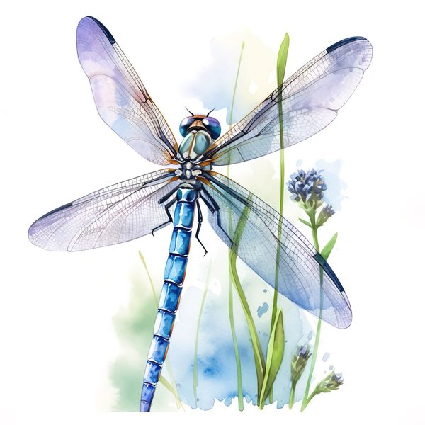 Watercolor Blue Dragonfly Clipart for digital crafting (10 PNGs, Digital Download, Commercial Use) — image 3