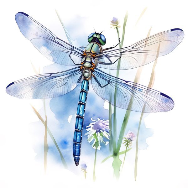 Watercolor Blue Dragonfly Clipart for digital crafting (10 PNGs, Digital Download, Commercial Use) — image 4