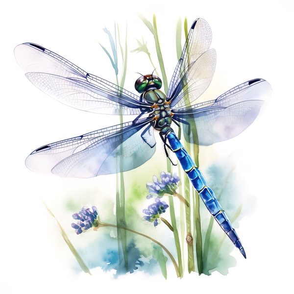 Watercolor Blue Dragonfly Clipart for digital crafting (10 PNGs, Digital Download, Commercial Use) — image 5