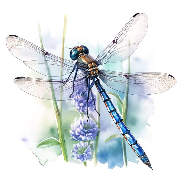 Watercolor Blue Dragonfly Clipart for digital crafting (10 PNGs, Digital Download, Commercial Use) — image 6
