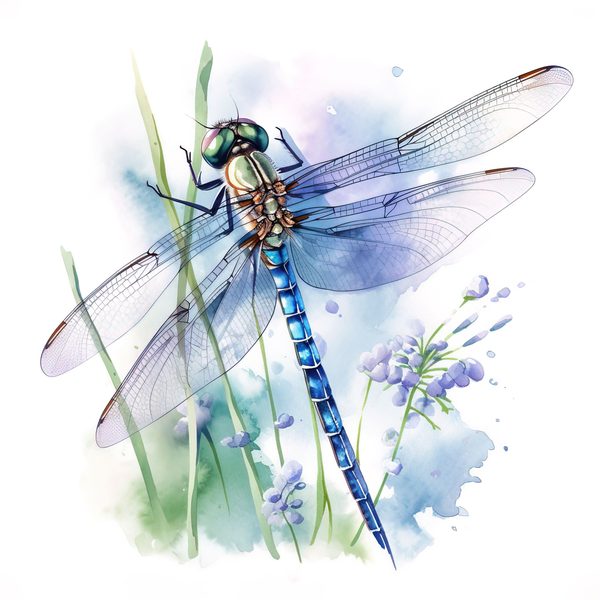 Watercolor Blue Dragonfly Clipart for digital crafting (10 PNGs, Digital Download, Commercial Use) — image 10