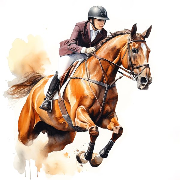 Watercolor Showjumping Clipart: Equestrian Art Illustration (Digital Download, Commercial Use) — image 3