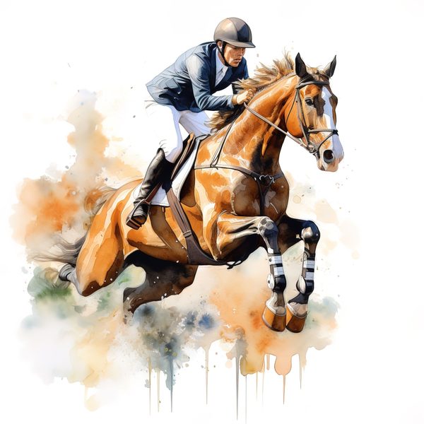 Watercolor Showjumping Clipart: Equestrian Art Illustration (Digital Download, Commercial Use) — image 4