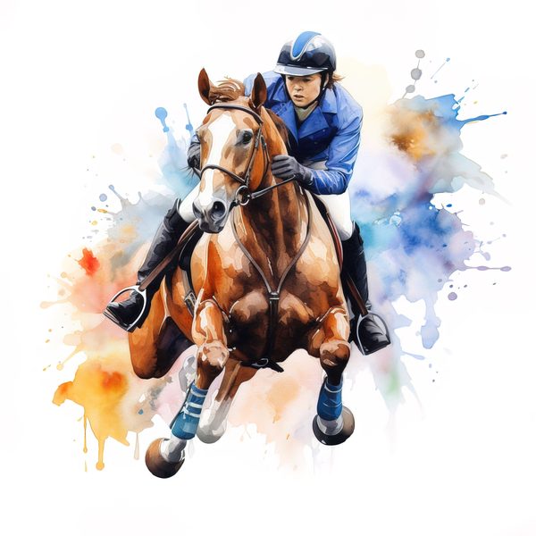 Watercolor Showjumping Clipart: Equestrian Art Illustration (Digital Download, Commercial Use) — image 8