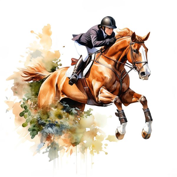Watercolor Showjumping Clipart: Equestrian Art Illustration (Digital Download, Commercial Use) — image 9