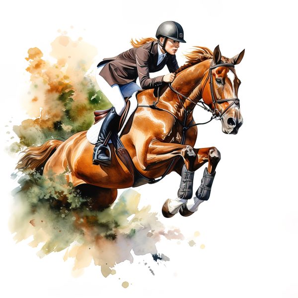 Watercolor Showjumping Clipart: Equestrian Art Illustration (Digital Download, Commercial Use) — image 10