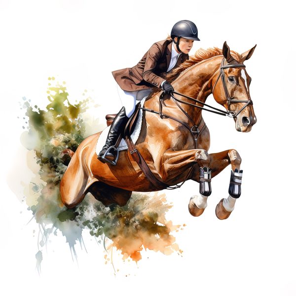 Watercolor Showjumping Clipart: Equestrian Art Illustration (Digital Download, Commercial Use) — image 11