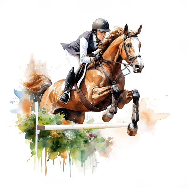 Watercolor Showjumping Clipart: Equestrian Art Illustration (Digital Download, Commercial Use) — image 13