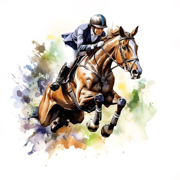 Watercolor Showjumping Clipart: Equestrian Art Illustration (Digital Download, Commercial Use) — image 16
