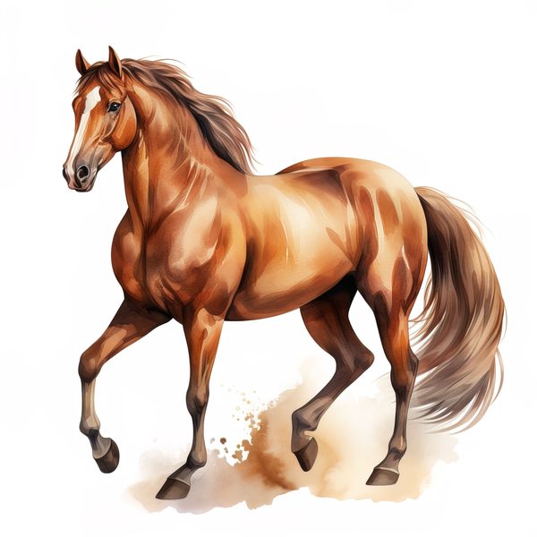 Watercolor Thoroughbred Horse Art: Racehorse Portrait PNG (Commercial Use) — image 1