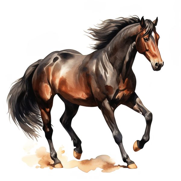Watercolor Thoroughbred Horse Art: Racehorse Portrait PNG (Commercial Use) — image 3