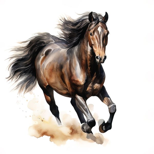 Watercolor Thoroughbred Horse Art: Racehorse Portrait PNG (Commercial Use) — image 4