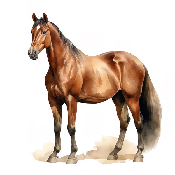 Watercolor Thoroughbred Horse Art: Racehorse Portrait PNG (Commercial Use) — image 5