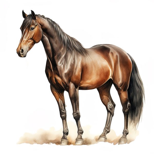 Watercolor Thoroughbred Horse Art: Racehorse Portrait PNG (Commercial Use) — image 6