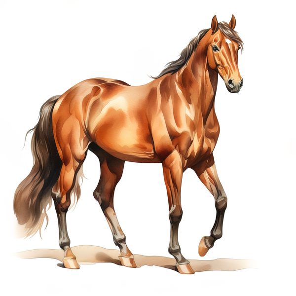 Watercolor Thoroughbred Horse Art: Racehorse Portrait PNG (Commercial Use) — image 7
