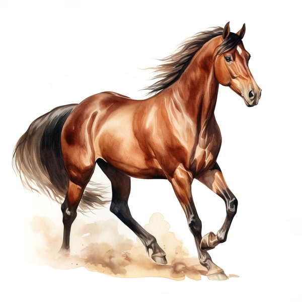 Watercolor Thoroughbred Horse Art: Racehorse Portrait PNG (Commercial Use) — image 8