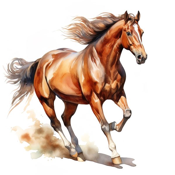 Watercolor Thoroughbred Horse Art: Racehorse Portrait PNG (Commercial Use) — image 9