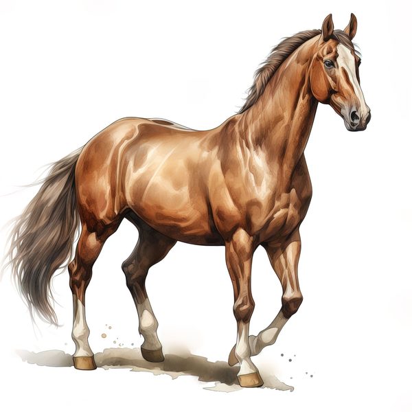 Watercolor Thoroughbred Horse Art: Racehorse Portrait PNG (Commercial Use) — image 11