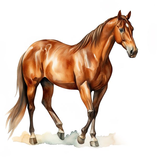 Watercolor Thoroughbred Horse Art: Racehorse Portrait PNG (Commercial Use) — image 12