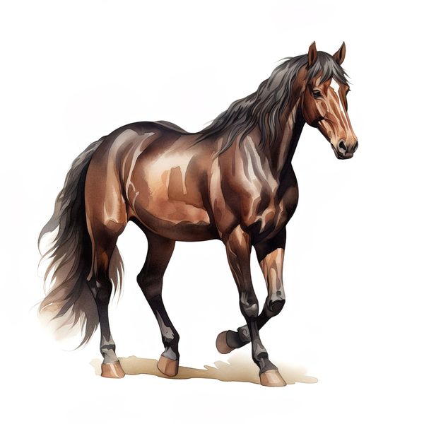 Watercolor Thoroughbred Horse Art: Racehorse Portrait PNG (Commercial Use) — image 13