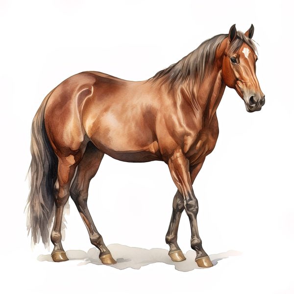 Watercolor Thoroughbred Horse Art: Racehorse Portrait PNG (Commercial Use) — image 14