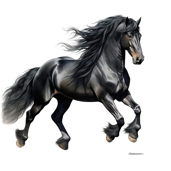 Watercolor Friesian Horse Clipart for Digital Crafting and Sublimation (Digital Download, Commercial Use) — image 1