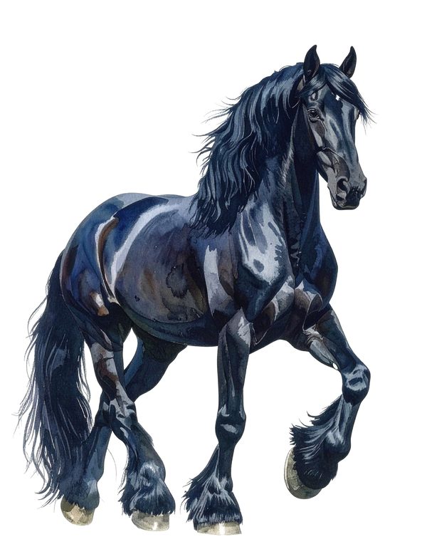 Watercolor Friesian Horse Clipart for Digital Crafting and Sublimation (Digital Download, Commercial Use) — image 2