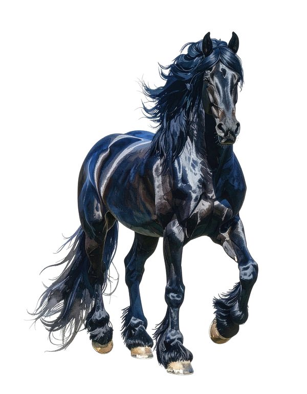 Watercolor Friesian Horse Clipart for Digital Crafting and Sublimation (Digital Download, Commercial Use) — image 4