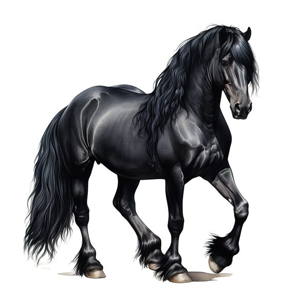 Watercolor Friesian Horse Clipart for Digital Crafting and Sublimation (Digital Download, Commercial Use) — image 7