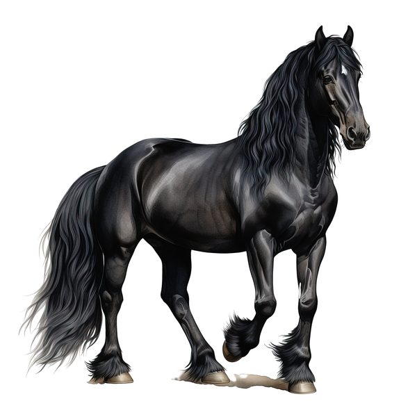 Watercolor Friesian Horse Clipart for Digital Crafting and Sublimation (Digital Download, Commercial Use) — image 8