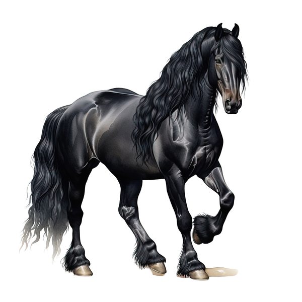 Watercolor Friesian Horse Clipart for Digital Crafting and Sublimation (Digital Download, Commercial Use) — image 9