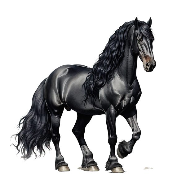 Watercolor Friesian Horse Clipart for Digital Crafting and Sublimation (Digital Download, Commercial Use) — image 10