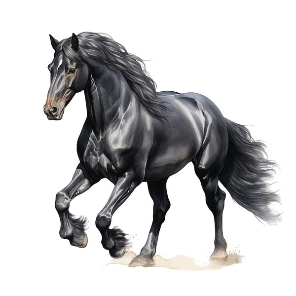 Watercolor Friesian Horse Clipart for Digital Crafting and Sublimation (Digital Download, Commercial Use) — image 11