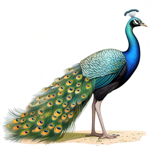 Watercolor Peacock Clipart: Tropical Floral Bird Art (Digital Download, Commercial Use) — image 1