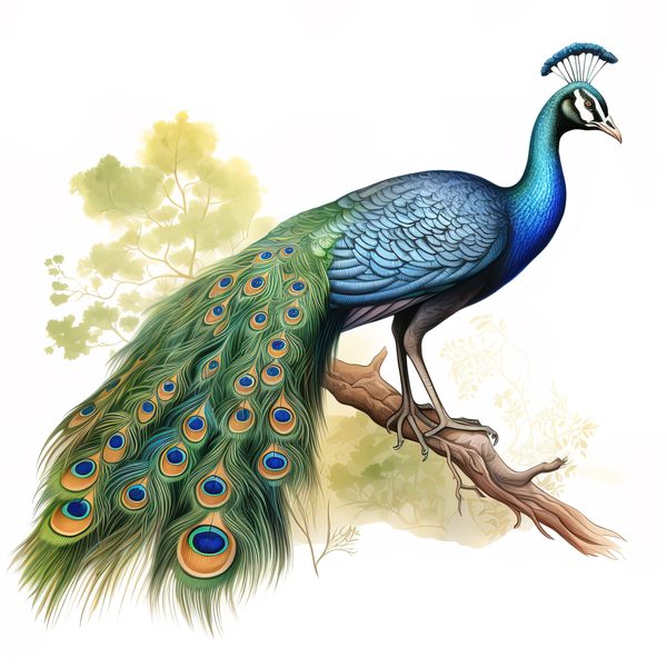 Watercolor Peacock Clipart: Tropical Floral Bird Art (Digital Download, Commercial Use) — image 4